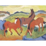 Köhler-Röber, Minna (1883 Reichenbach-1957 Friesen) "Rote Pferde", Öl/Mk., um 1930, unsign., verso