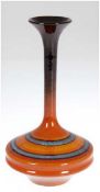 Vase, Italien, Romolo Verzolini, sign., Majolika, orange/rot/schwarzer Dekor, H. 20 cm
