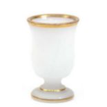 Biedermeier-Alabasterglas, mit Goldrand, leicht berieben, H. 10,5 cm