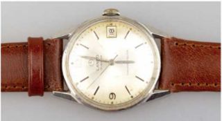 Herren-Armbanduhr "Lanco", Handaufzug, Edelstahlgehäuse, silberfarbenes Zifferblatt, Dm. 3,0 cm, gr