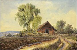Stöver, Paula (1918 Bremen-1982 Worpswede) "Moorhof bei Worpswede", Öl/Lw., sign. u.r., 50x70 cm, R