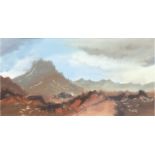 Landschaftsmaler 20. Jh. "Gebirgslandschaft", Mischtechnik, unsign., 22x41 cm, hinter Glas im Passe