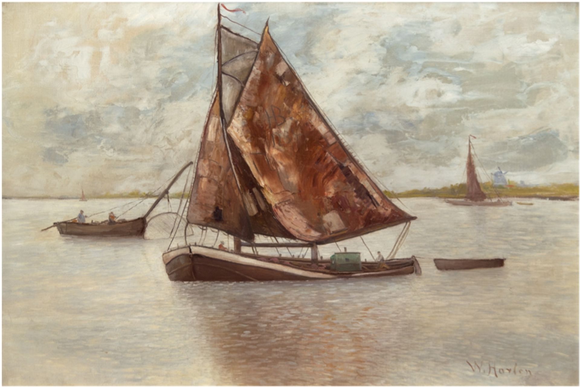 Harlen, W. "Zeesenboote", Öl/Lw., sig. u.r., 70x100 cm, Rahmen