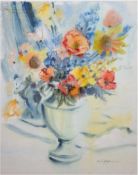 Hoffmann, Karin "Blumenstilleben", Aquarell, sign. u.r., 74x55 cm, hinter Glas (gesprungen) und Rah