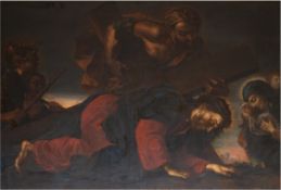 Maler des 17./ 18. Jh. "Kreuzabnahme Christi", Öl/Lw., doubliert, unsign., mittig retuschiert, mehr