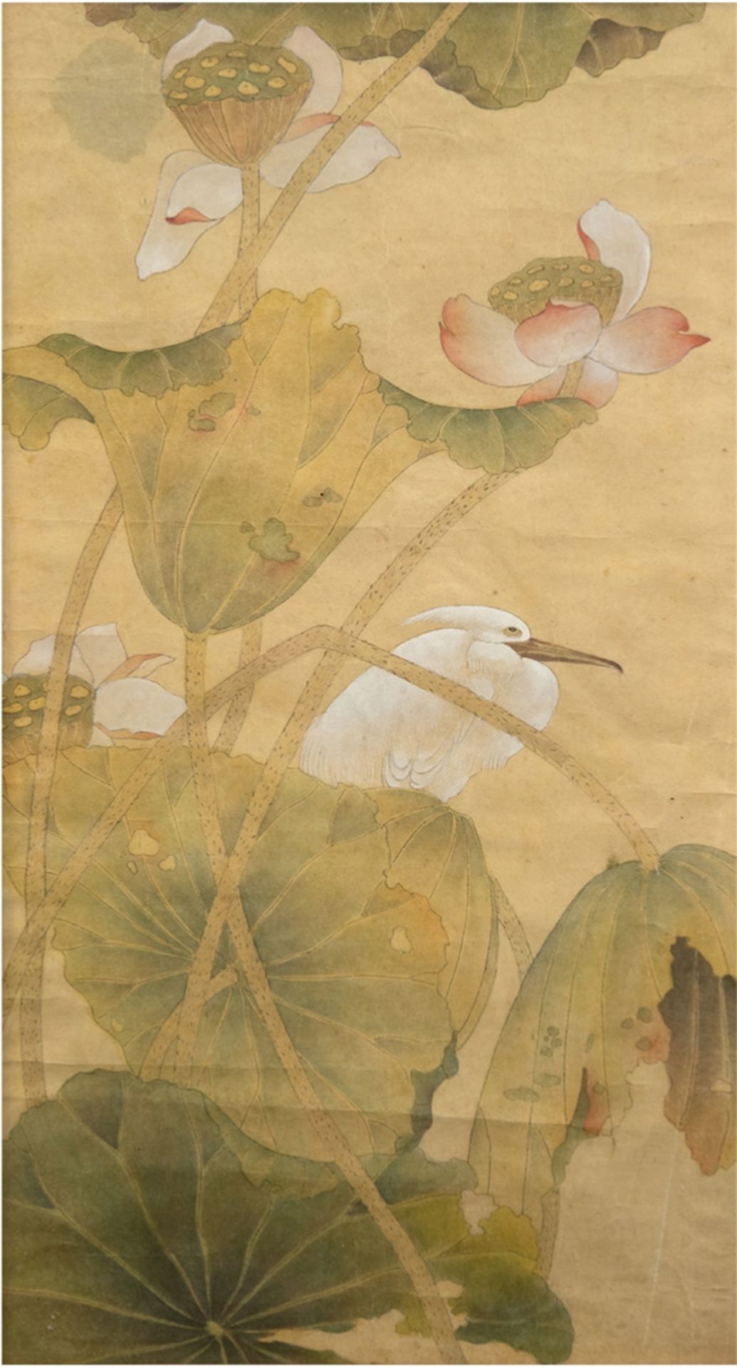 Yang, He "Vogel auf Blütenzweig", China, Aquarell, rücks. betitelt, 49,5x26,5 cm, hinter Glas und R