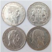 Konvolut Münzen, DR, dabei 2x 5 M Würtemberg, 1876 F, 1904 F, 1x 5 M Baden, 1907 G und 1x 5 M Hambu