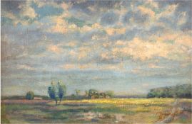 Maler des 20. Jh. "Weite Landschaft", Öl/Lw., sign. "T. Hops" u.r., 30x40 cm, Rahmen