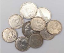 Konvolut  Münzen, dabei 7 x 2 RM, 1937-1939 und 3x 5 RM, 1935, 1936 und 1939