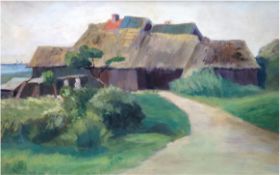 Maler des 20. Jh. "Verlassener Hof", Öl/SH, unsigniert, 43x63 cm, Rahmen