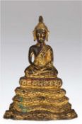 Buddha-Figur "Buddha mit Erleuchtung in Meditationshaltung auf gestuftem Sockel sitzend", Thailand,