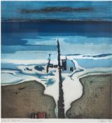 Eglau, Otto Wilhelm (1917 Berlin-1988 Kampen) "Buhne am Meer", Farbgraphik, mit Bleistift signiert 