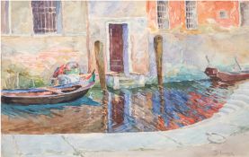 Hooge, Dagmar (1870-1930) "Venedig", Aquarell, sign. u.r., 24x33,5 cm, im Passepartout hinter Glas 