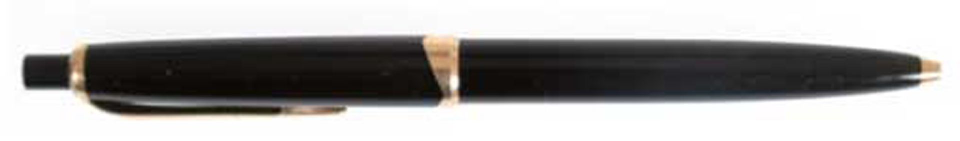 Montblanc-Druckkugelschreiber, Nr. 19, Edelharz, schwarz/gold, L. 13 cm