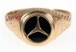 Mercedes-Ring, 585er GG, ges. 3,28 g, z.T. schwarz emailliert, RG 57