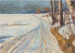 Feddersen, Hans Peter Zuschreibung "Harter Winter", Öl/Mp., unsign., 21,5x29 cm, Rahmen