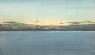 Thill, Uwe (1937-) "Sonnenuntergang vor Pellworm", Aquarell, sign. u.r., 31x48 cm, im Passepartout 