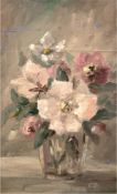 Stillebenmaler des 20. Jh. "Kleiner Blumenstrauß in Vase", Öl/SH, undeutl. sign u.r., 30,5x18 cm, R