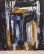 Hansen, Hartmut (1939-2021 Berlin) "Abstrakt in Blau, Gelb und Weiß", Öl/Papier, sign. u.r. und dat