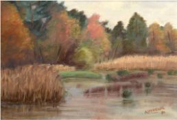 Vandewal, A. "Waldsee", Öl/Lw., signiert und datiert '84 u.r., 40x30 cm, Rahmen