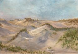 "Dünenlandschaft mit Möwen", Öl/Lw., unsign., 45x58,5 cm, Rahmen