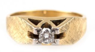 Ring, 585er GG, ges. 5,81 g, besetzt mit Brillant von ca. 0,30 ct., RG 58