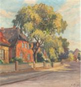 Werner, Max (1879 Staucha-1952 Neumünster) "Straßenansicht", Öl/Lw., signiert u.r.,60x48 cm, Rahmen