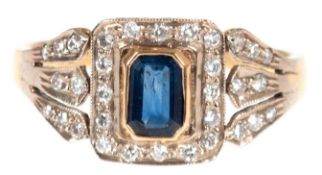 Ring, 750er GG, Brillanten 0,37 ct., blauer Saphir 0,62 ct., RG 57, Innendurchmesser 18,1 mm