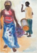 Klose, Liselotte (1918-2010) " 2 Afrikanerin", Aquarell sign. u.l., 44x28,5 cm, hinter Glas im Rahm