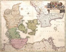 Karte "Regni Daniae in quo sunt Ducatus Holsatia Et Slesvicum Insulae Danicae Provinciae Iutia Scan