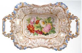 Biedermeier-Schale, Friedrich Adolph Schumann, Berlin, reiche Floral- und Goldmalerei, beidseitig r