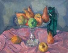 Beerendonk , Theo (1905 Amsterdam- 1979 ebenda) "Obststilleben mit Vase und Schale", Öl/Lw., signie