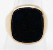 Ring, GG 585, 5,7 g, ungravierte Lapislazuli Platte, RG 55, Innendurchmesser 17,5 mm