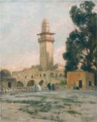 Possart, Felix (1837 Berlin-1928 ebenda) " Minarett am Haram in Jerusalem", Öl/Lw./Karton, sign. mi