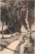Olbricht, Alexander (1876 Breslau-1942 Weimar) "Landweg mit Birken", Radierung, handsign. u.l., bez