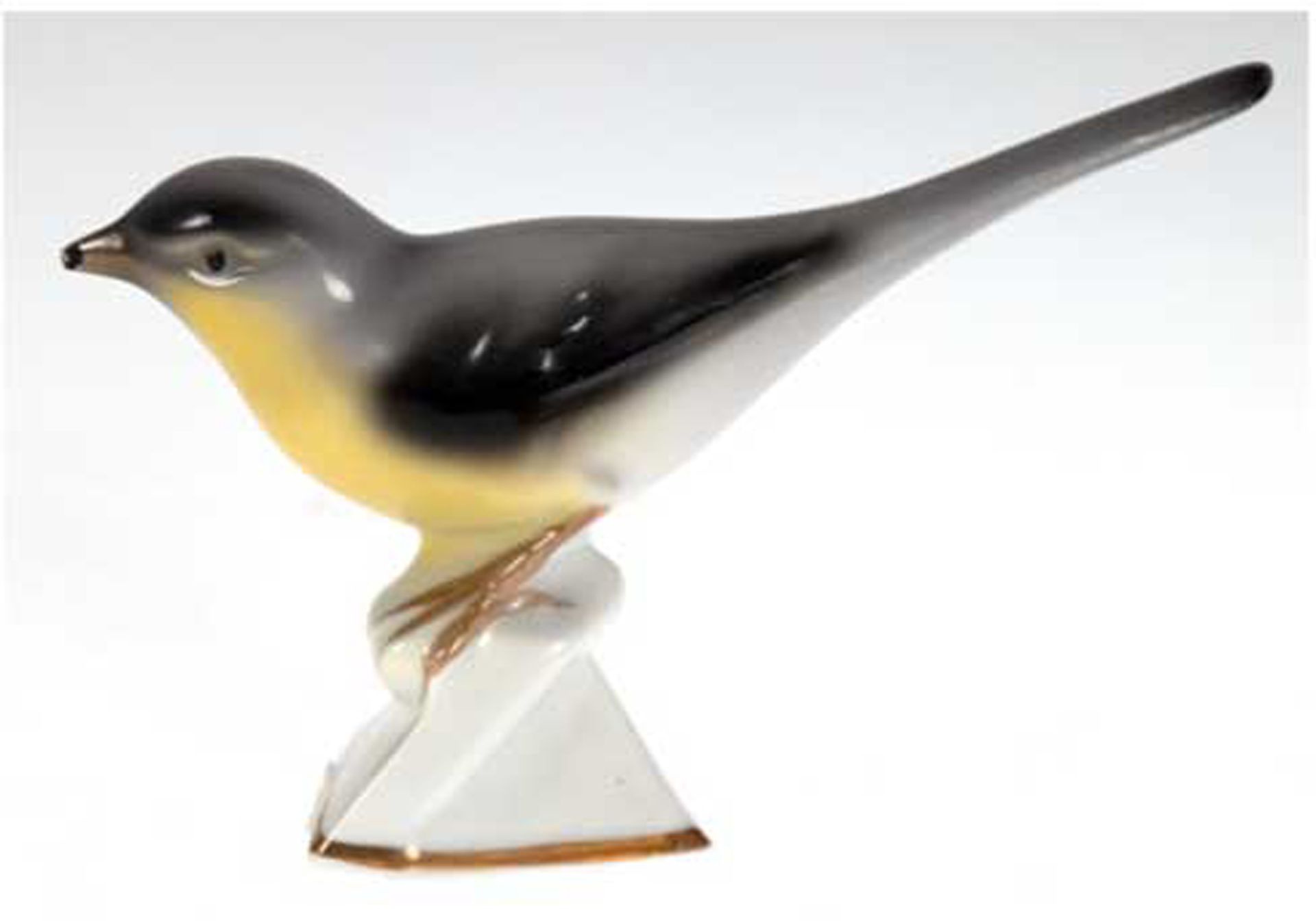 Porzellanfigur "Vogel", Hutschenreuther, polychrom bemalt, Schnabel bestoßen, H. 8,5 cm