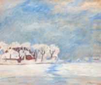 Bruhn, Theodor (20. Jh.) "Haubarg im Winter", Öl/Mp., signiert u.r., 46x52 cm, Rahmen