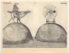 Niederstrasser, Katinka (1939) Don Quixote und Duleinea", Radierung, handsign. u.r., 37x46,5 cm, im