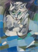 Monogrammist "RK", Verschollene Generation "Katze", Öl/Lw., monogr. u. dat. '61 u.r., 57x40 cm, Rah