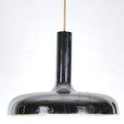 Deckenlampe, 1970er Jahre, verchromt, 1-flammig, H. 30 cm, Dm. 35 cm