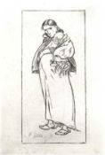 Zille, Heinrich (1858- 1929 Berlin) "Schwangere Frau mit Kind auf dem Arm", Originalradierung aus d
