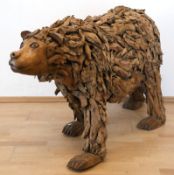Große Gartenfigur "Bär", Sprockelholz, 78x140x50 cm