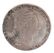 Silbermünze "Eine feine Marck", 1784, Rand beschädigt, Dm. 4 cm