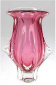 Murano-Vase, farblos mit rosafarbenen Innenüberfang, H. 26 cm