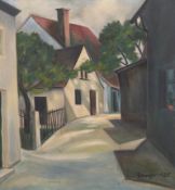 Schaeffer (Anfang 20. Jh.) "Dorfstraße", Öl/Lw., signiert und datiert 1926 u.r., 60x49 cm, Rahmen