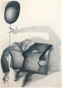 Hirschmann, Lutz (1949 Meißen, DDR Künstler) "Der Luftballon", Litho., in der Platte sign. u.r. und