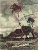 Bunke, Franz (1857 Schwaan-1939 Oberweimar) "Umland Schwaan", Radierung, in der Platte sign. u.l., 