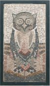 Mosaikplatte "Eule", farbige Steine/Zement, 92x44,5 cm