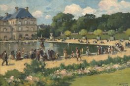 Weber, Carl (1850-1921) "Paris in Bois de Bologne", Öl/Mp., sign. u.r., 21,5x27 cm, Rahmen