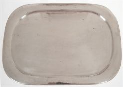 Tablett, 830er Silber, punziert, 1158 g, moderne, rechteckige Form mit Hammerschlagstruktur, 46x31 